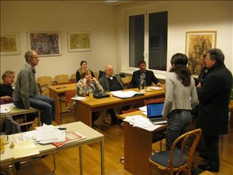 un momento del workshop: relatori e partecipanti in aula