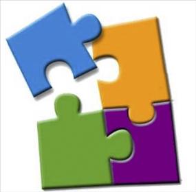 puzzle of 4 differnet color pieces 
